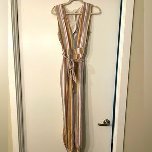 Belted Tularosa Striped Jumpsuit Size Small w Open Back